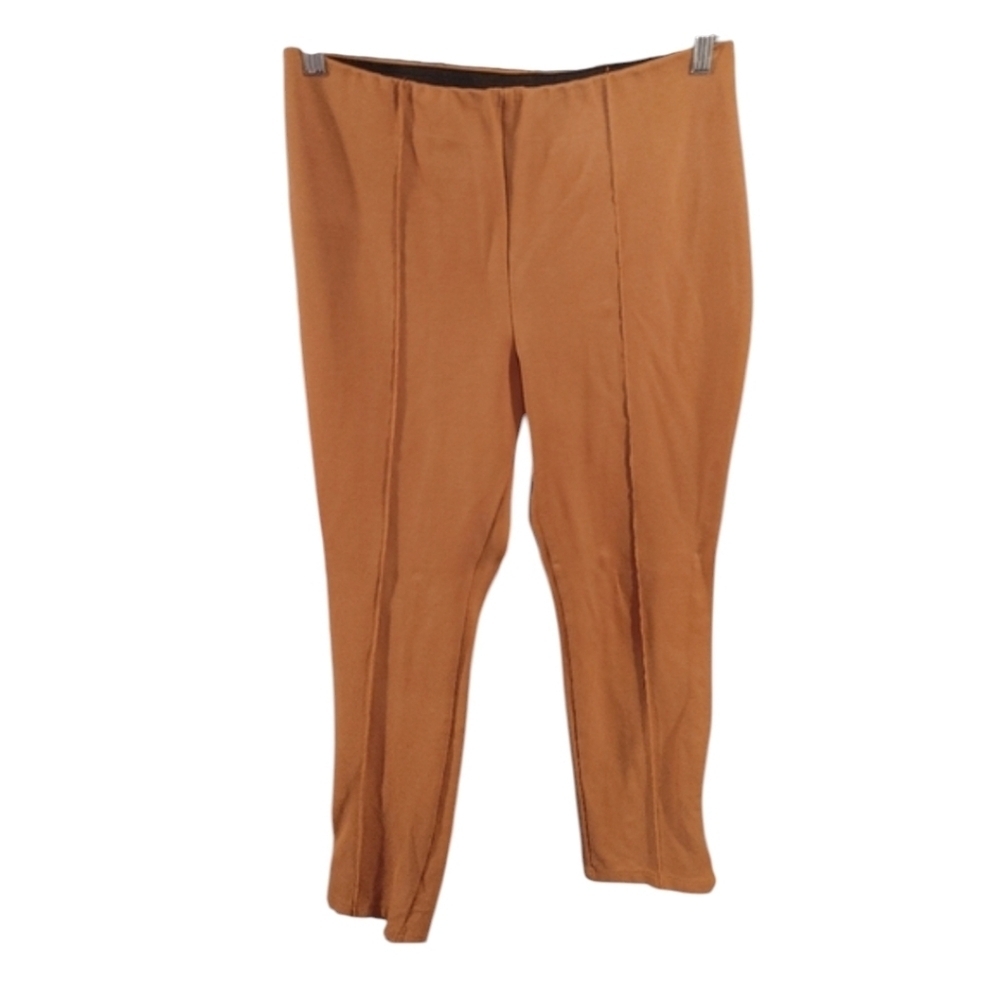 Ophelia Roe Tan Pants With Zippered Ankles. Size Large, 26 Inseam